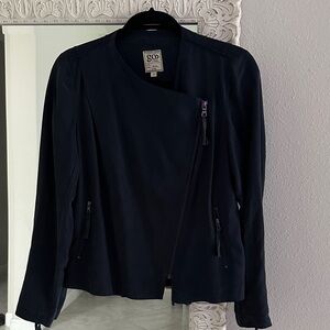 GO BY GO SILK Moto Asymmetrical Navy Jacket